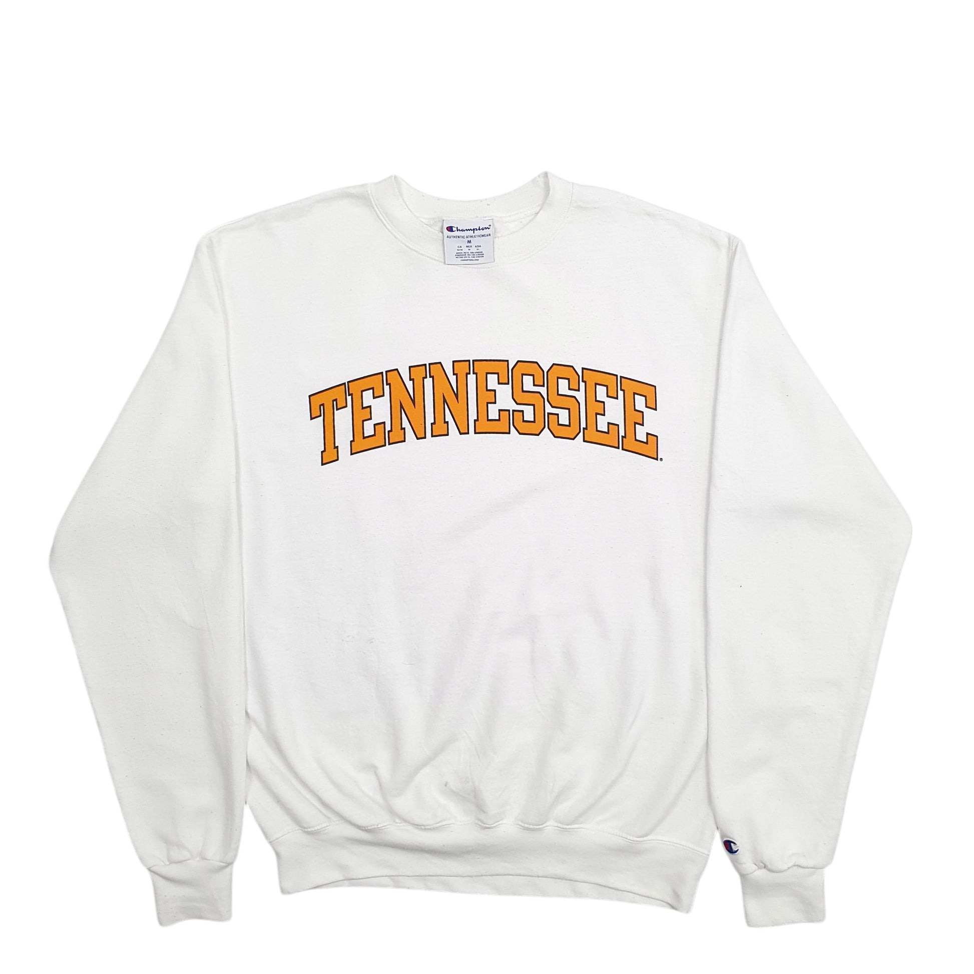 Mens White Champion Tenesse Spellout Crewneck Jumper