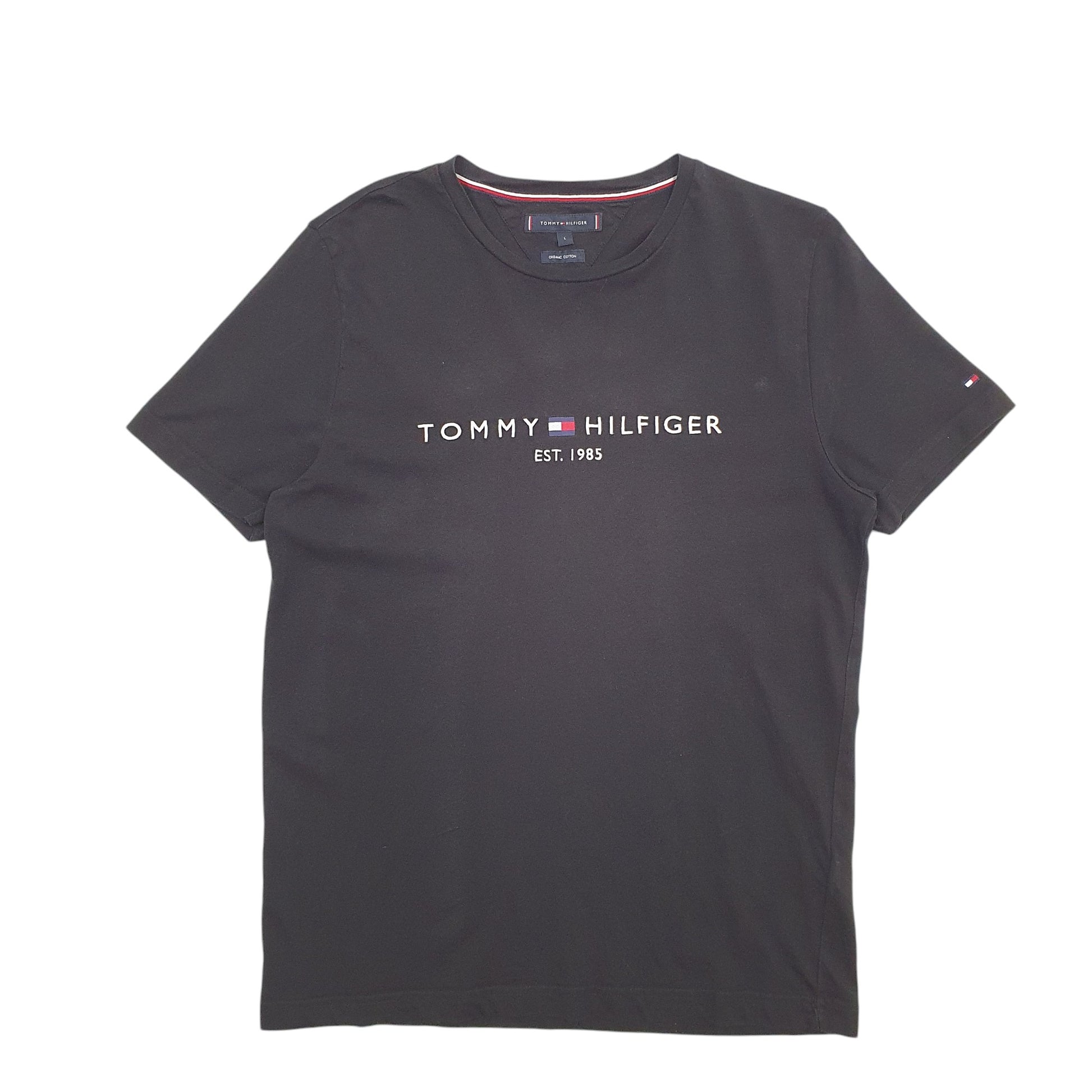 Womens Black Tommy Hilfiger Spellout Short Sleeve T Shirt