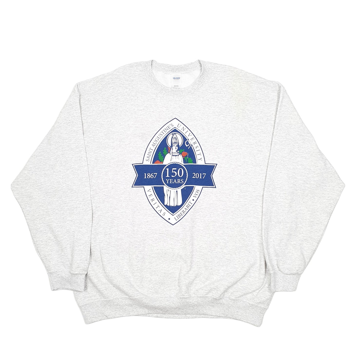 Mens Grey Gildan Heavy Blend St Augustines University Vintage Crewneck Jumper