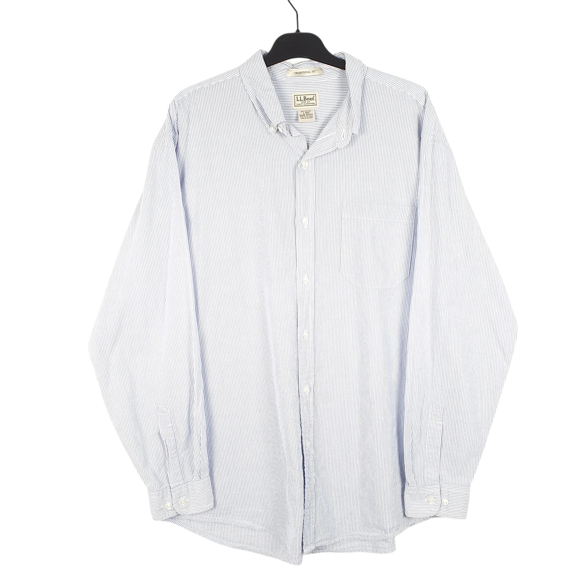 Mens White L.L.Bean  Long Sleeve Shirt