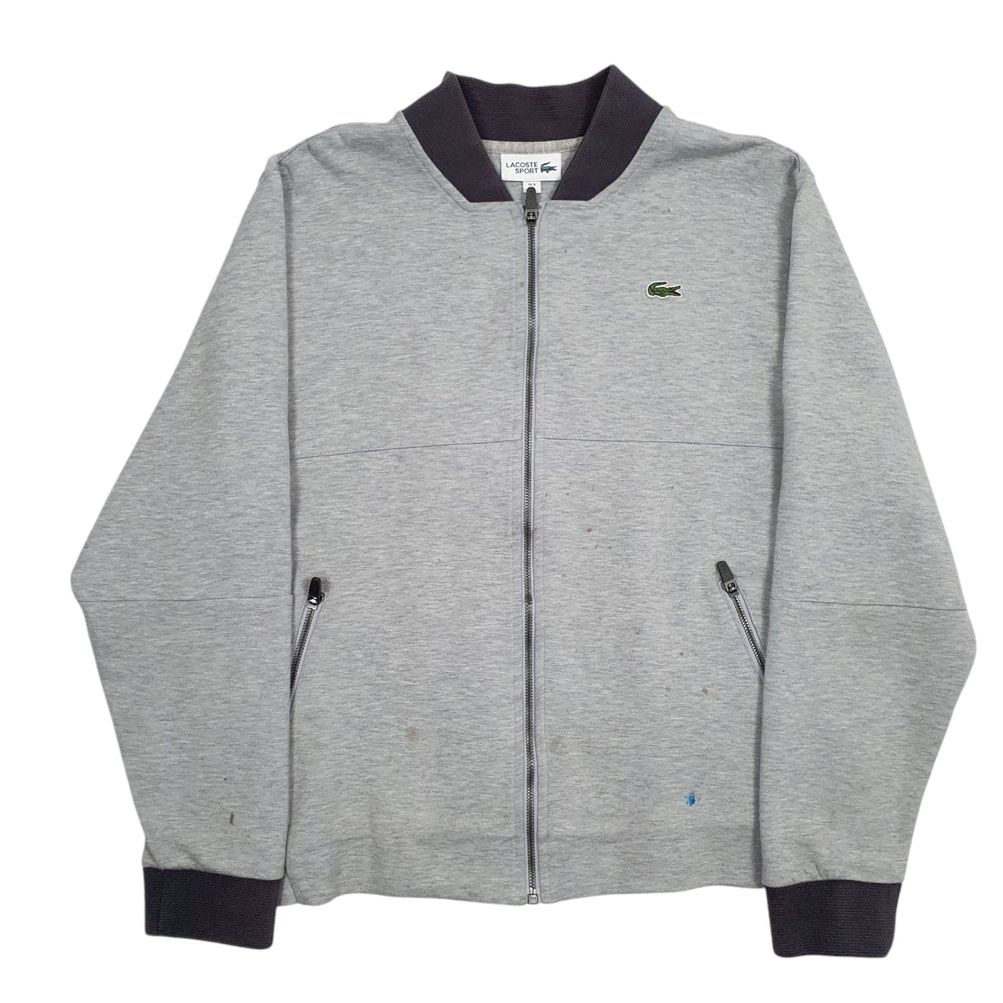 Mens Grey Lacoste Sport Full Zip Jumper