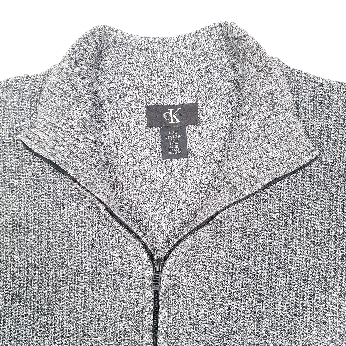 Mens Grey Calvin Klein Knit Quarter Zip Jumper