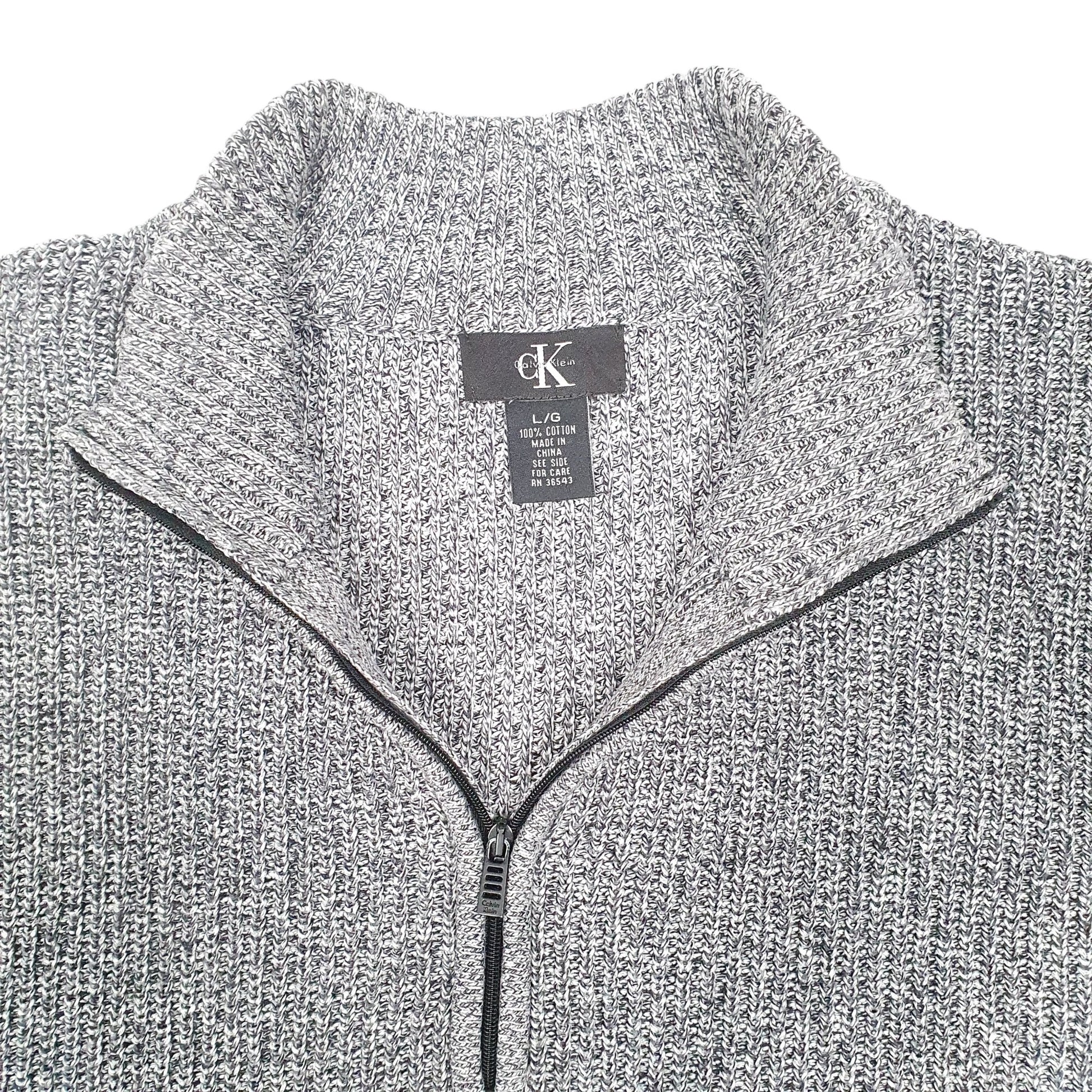 Mens Grey Calvin Klein Knit Quarter Zip Jumper