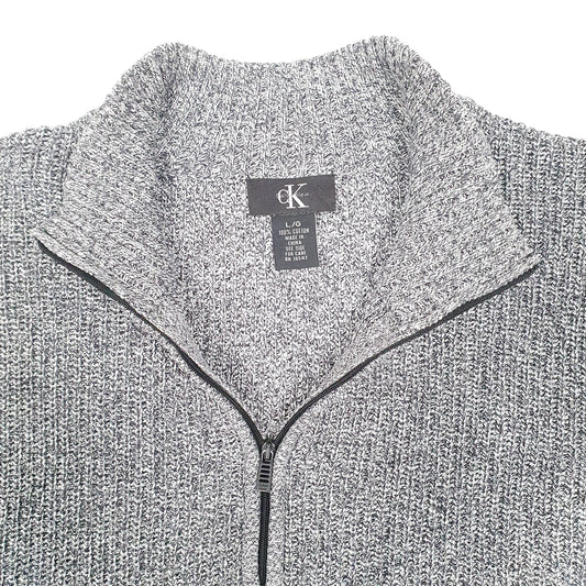 Mens Grey Calvin Klein Knit Quarter Zip Jumper