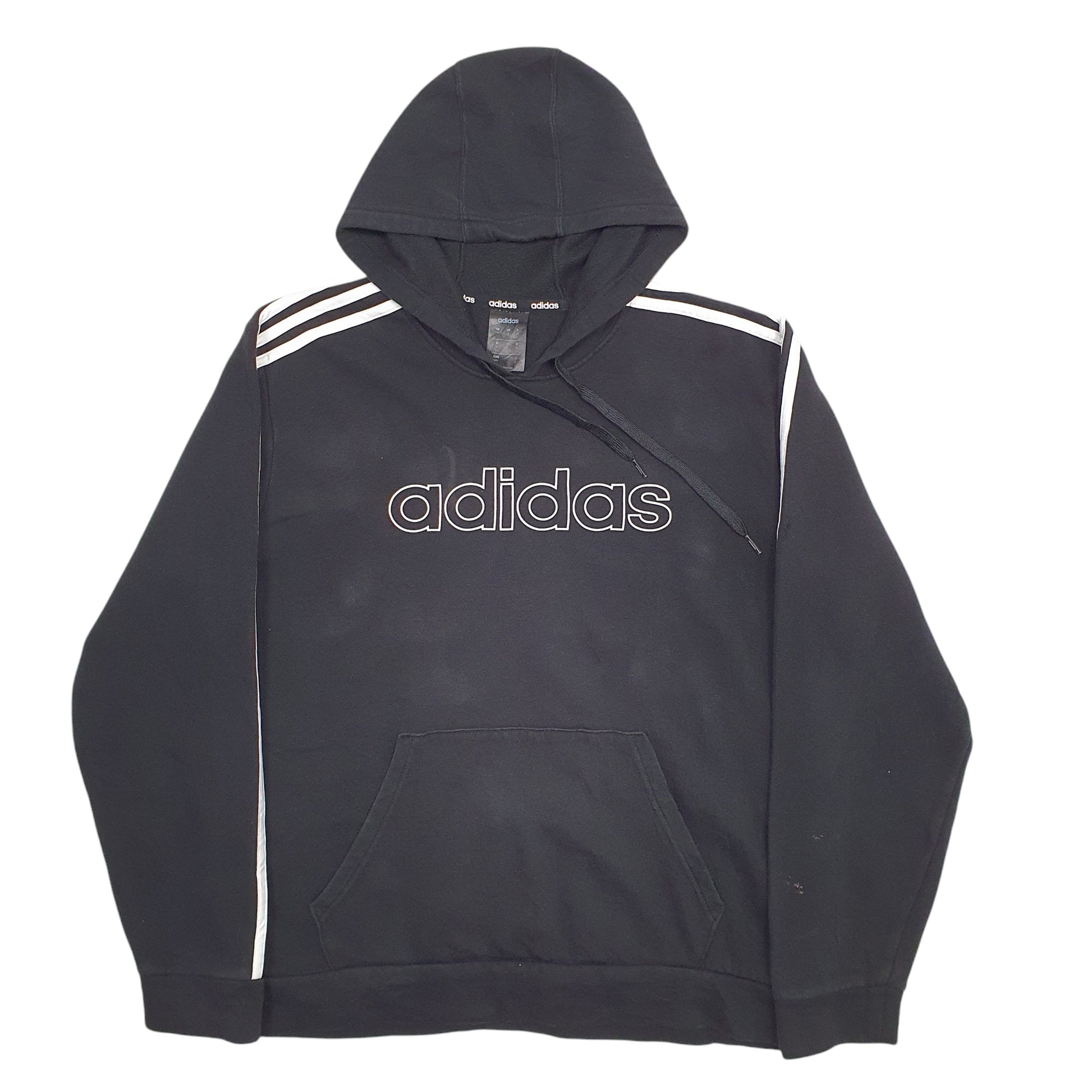 Mens Black Adidas Spellout Hoodie Jumper