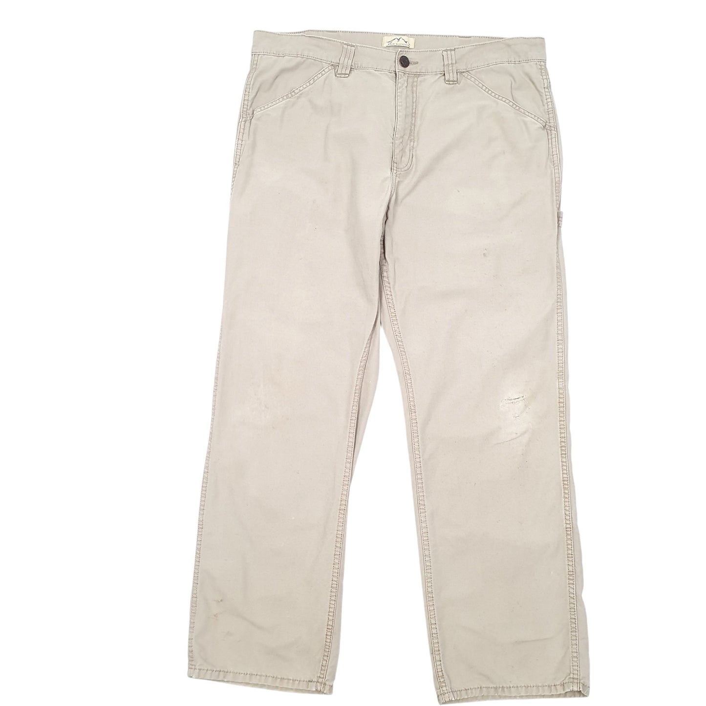 Mens Beige Blue Mountain Workwear Carpenter Trousers