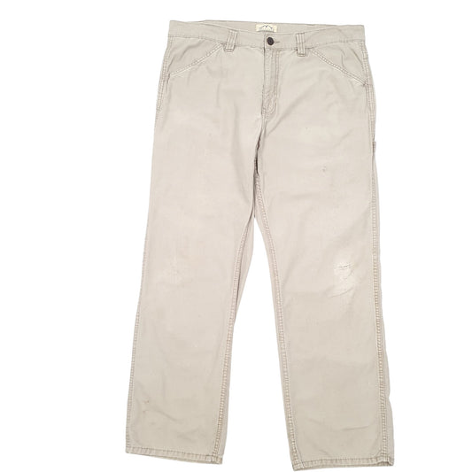 Mens Beige Blue Mountain Workwear Carpenter Trousers