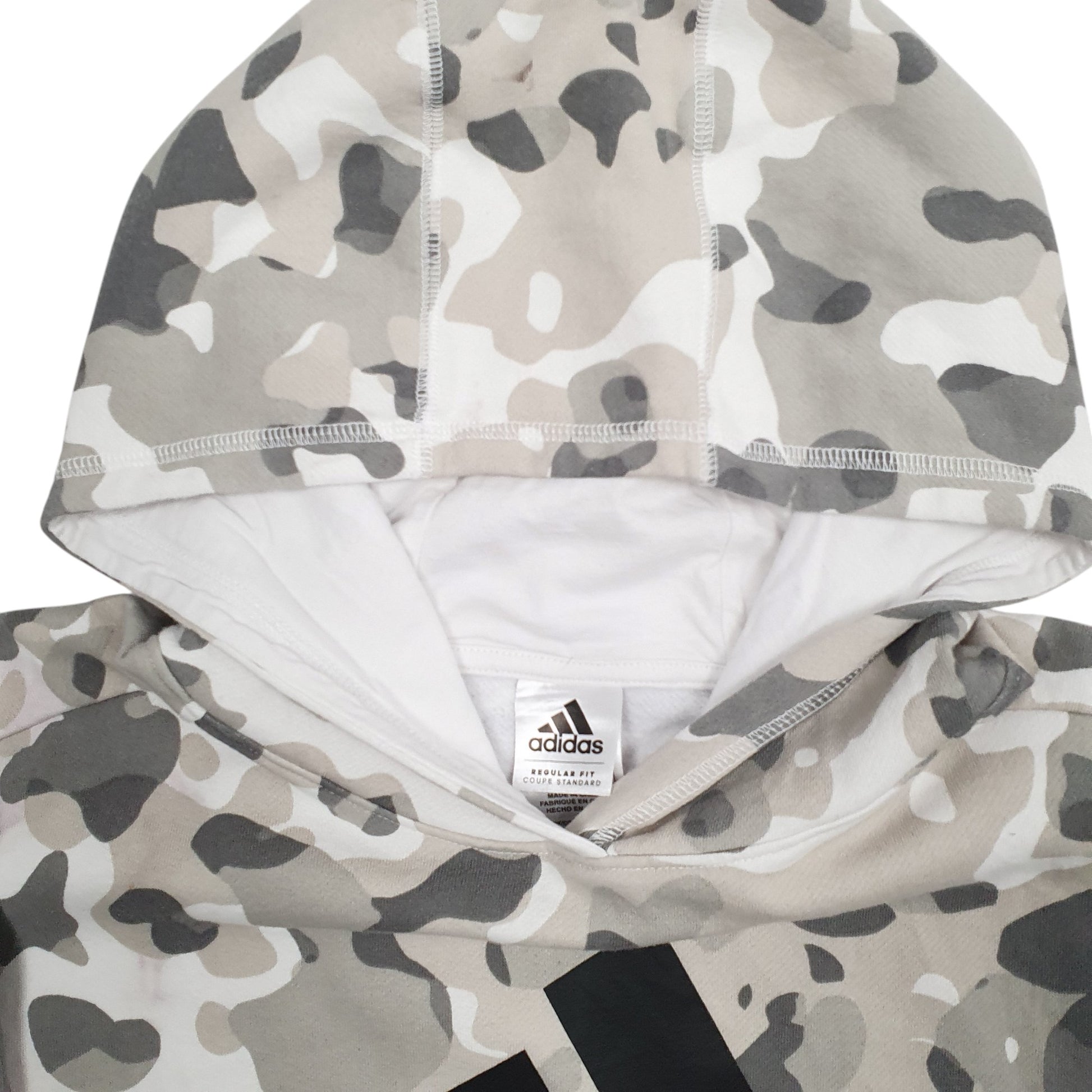 Womens Grey Adidas Camo Spellout Hoodie Jumper