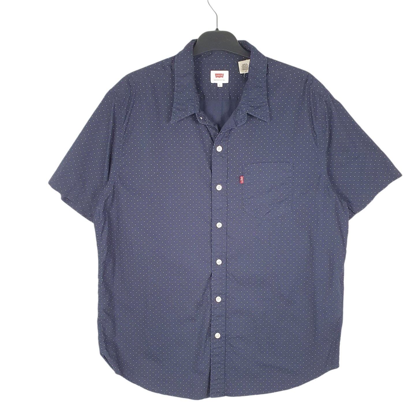 Mens Navy Levis Polka Dot Short Sleeve Shirt