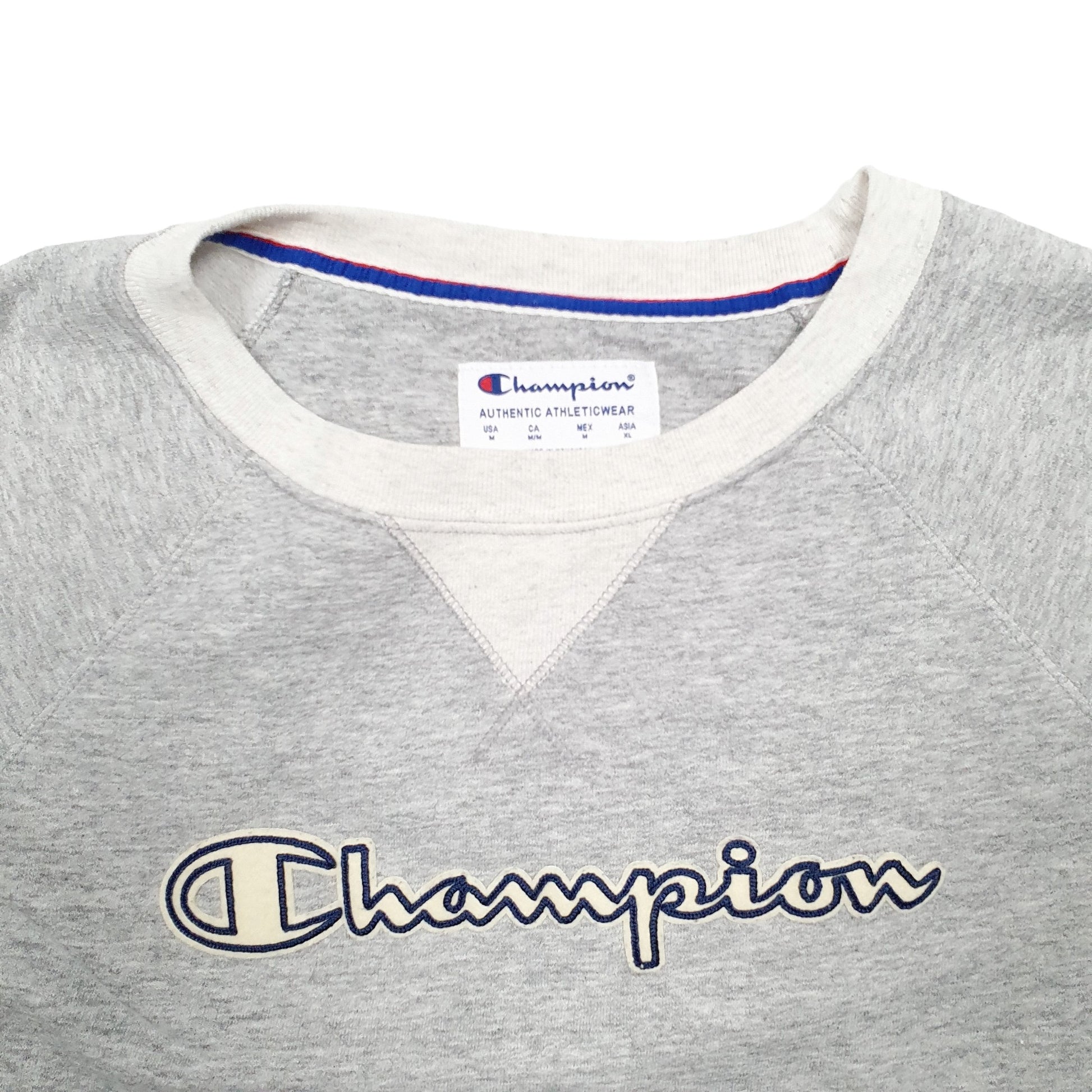 Womens Grey Champion Spellout Crewneck Jumper