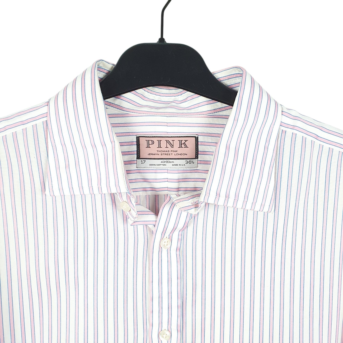 Mens White Pink Jermyn Street London Long Sleeve Shirt