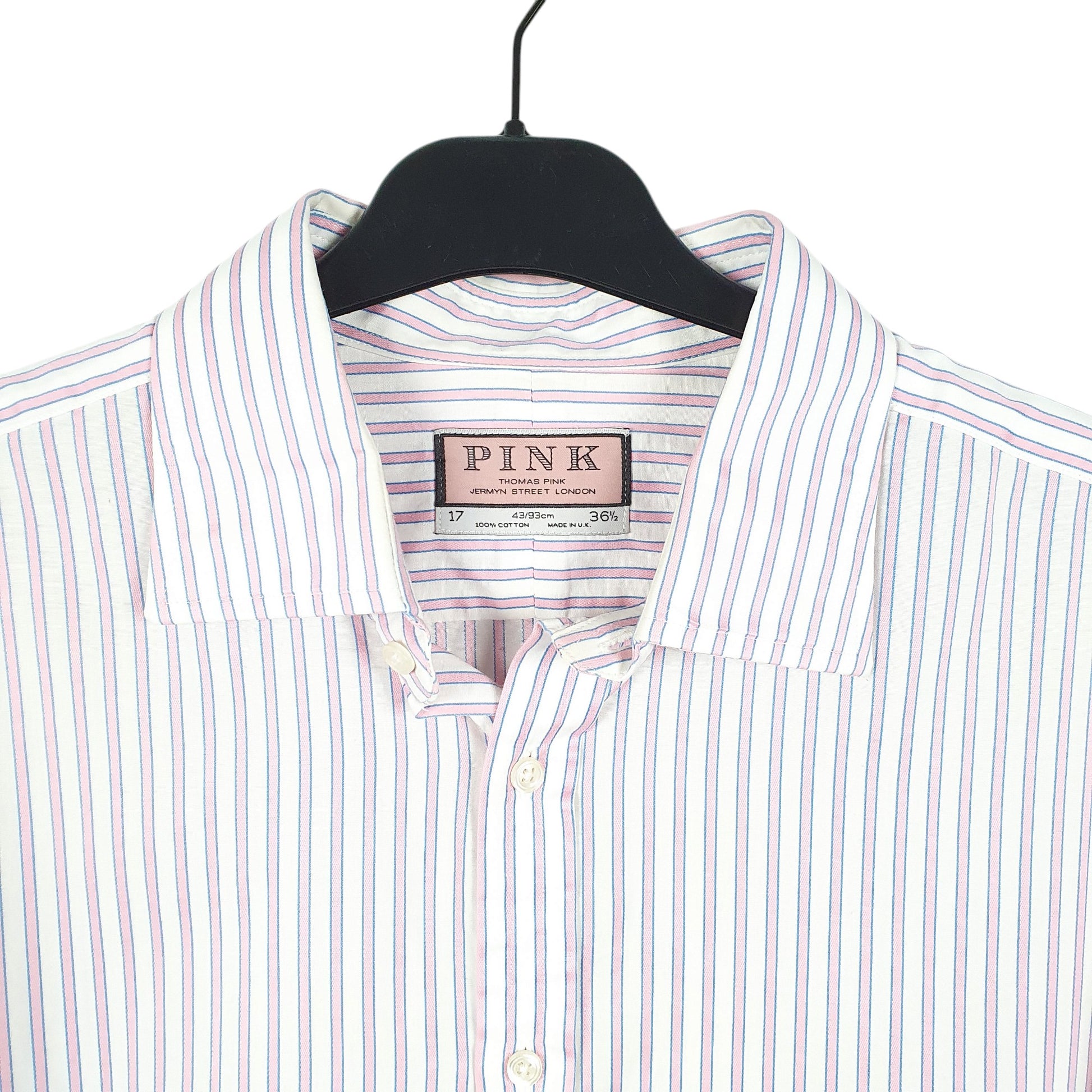 Mens White Pink Jermyn Street London Long Sleeve Shirt