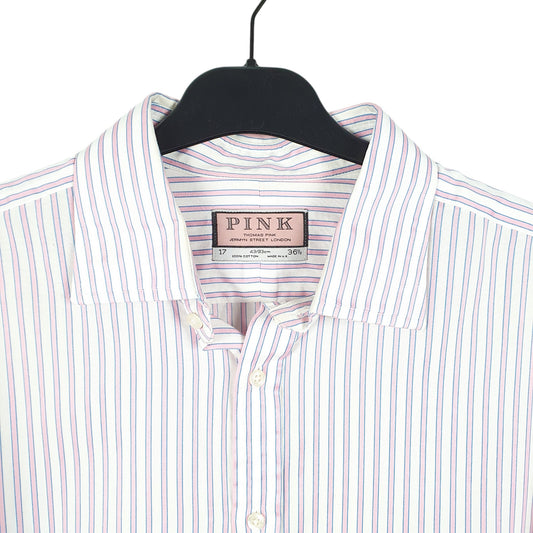 Mens White Pink Jermyn Street London Long Sleeve Shirt