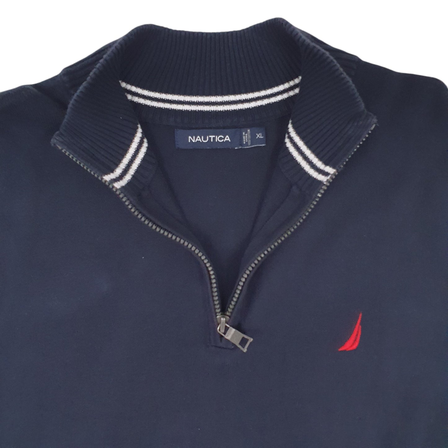 Mens Navy Nautica Knitwear Quarter Zip Jumper