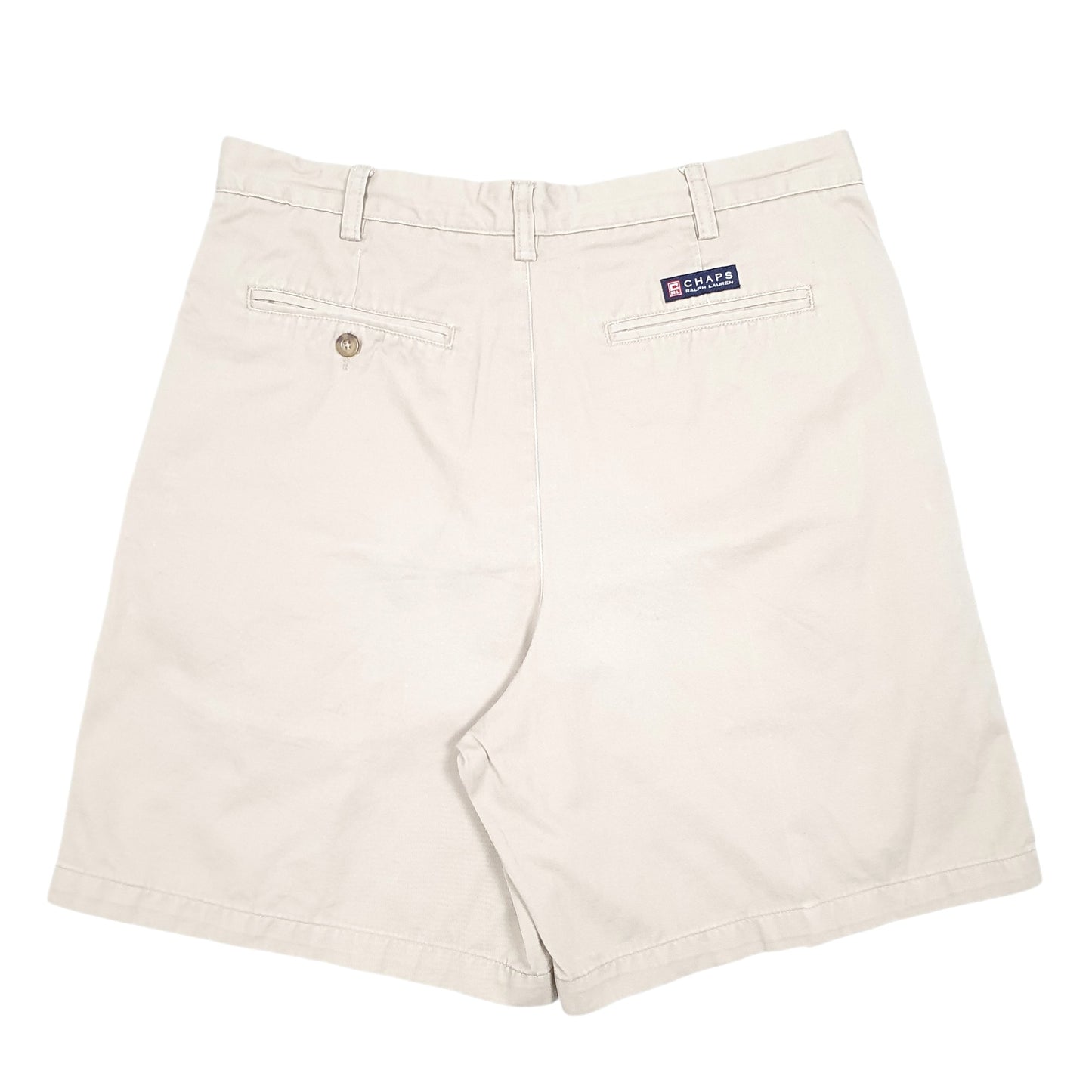 Mens Beige Chaps Double Pleated Chino Shorts