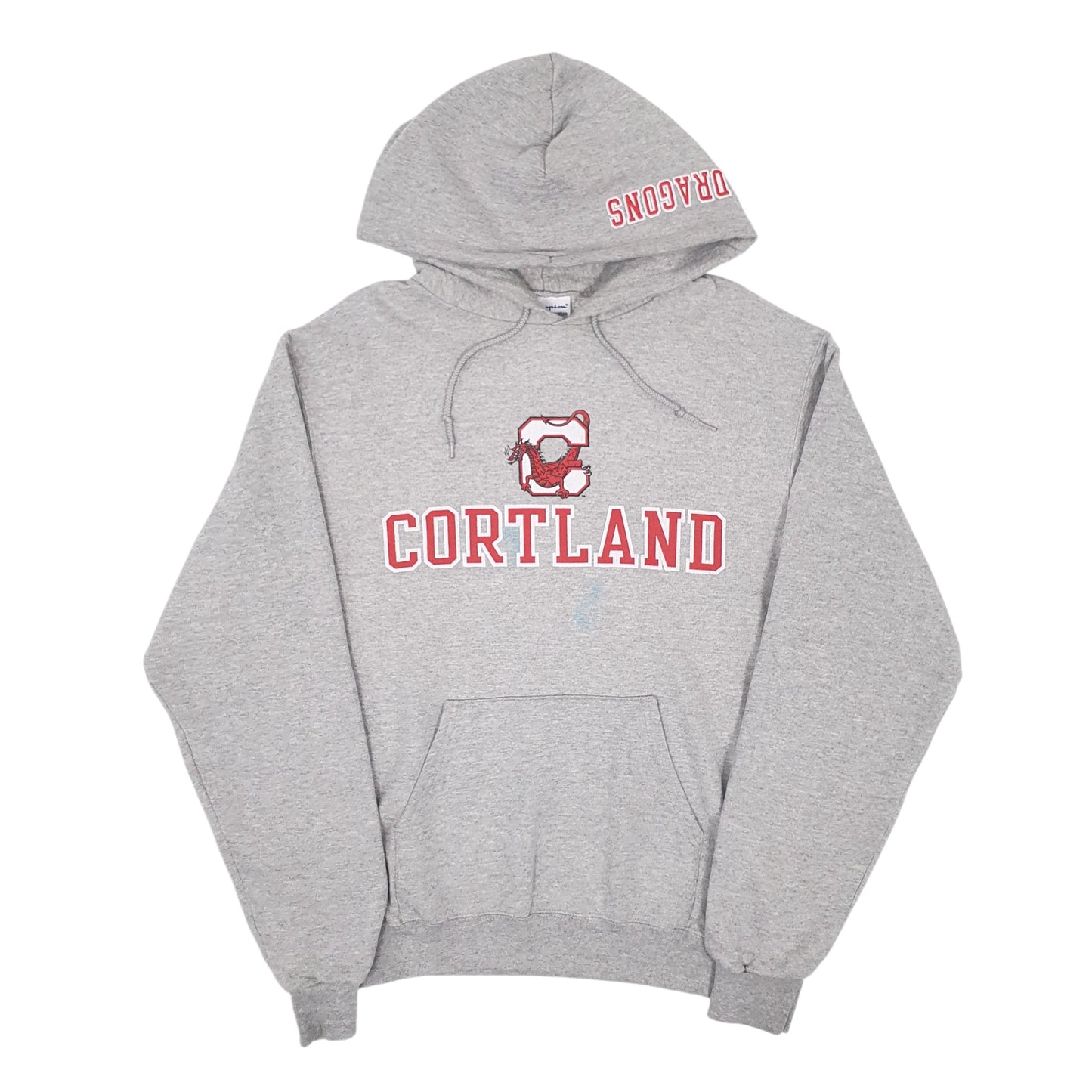 Mens Grey Champion Cortland Red Dragons Hoodie Jumper