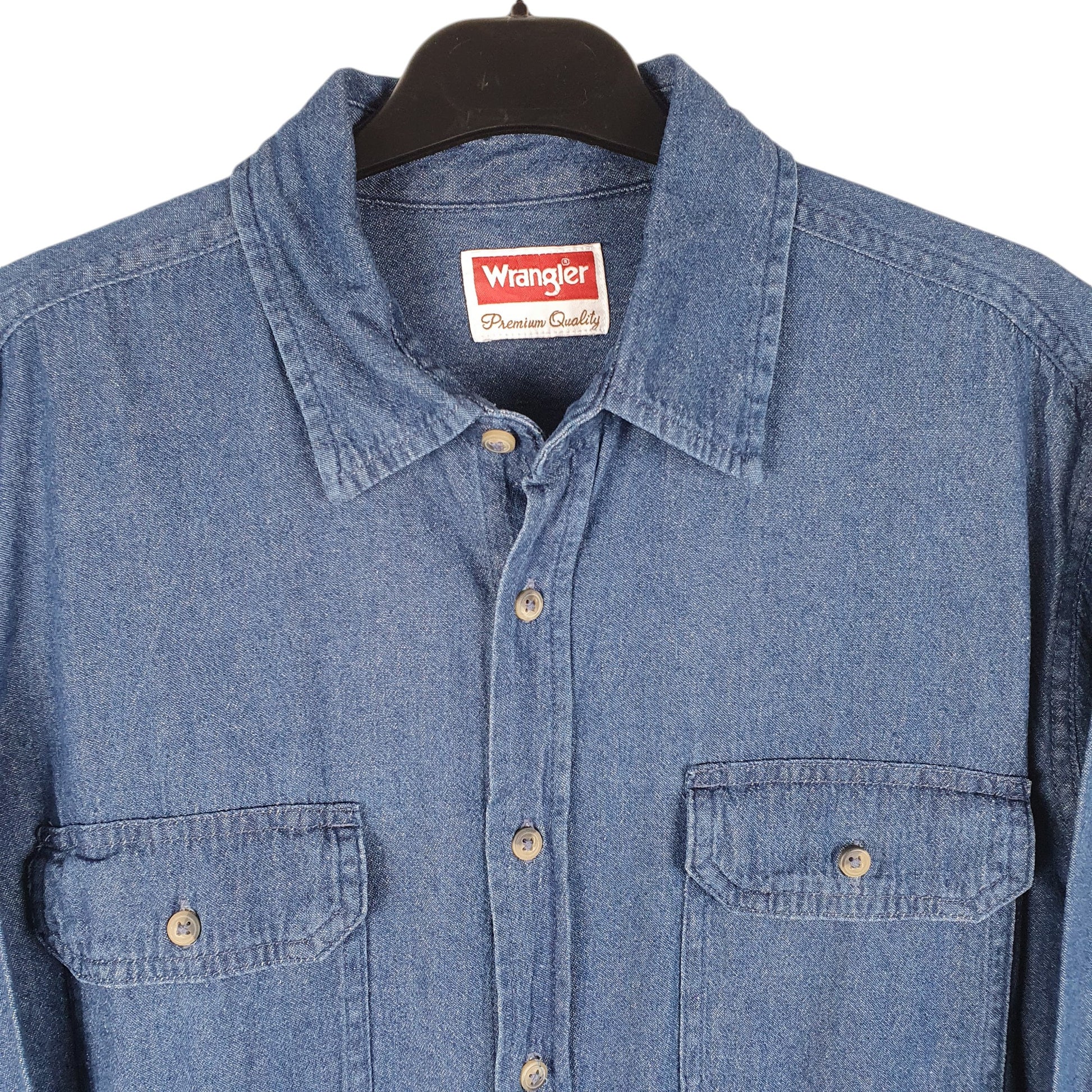 Wrangler Regular Fit Long Sleeve Denim Jeans Chambray Work Shirt M