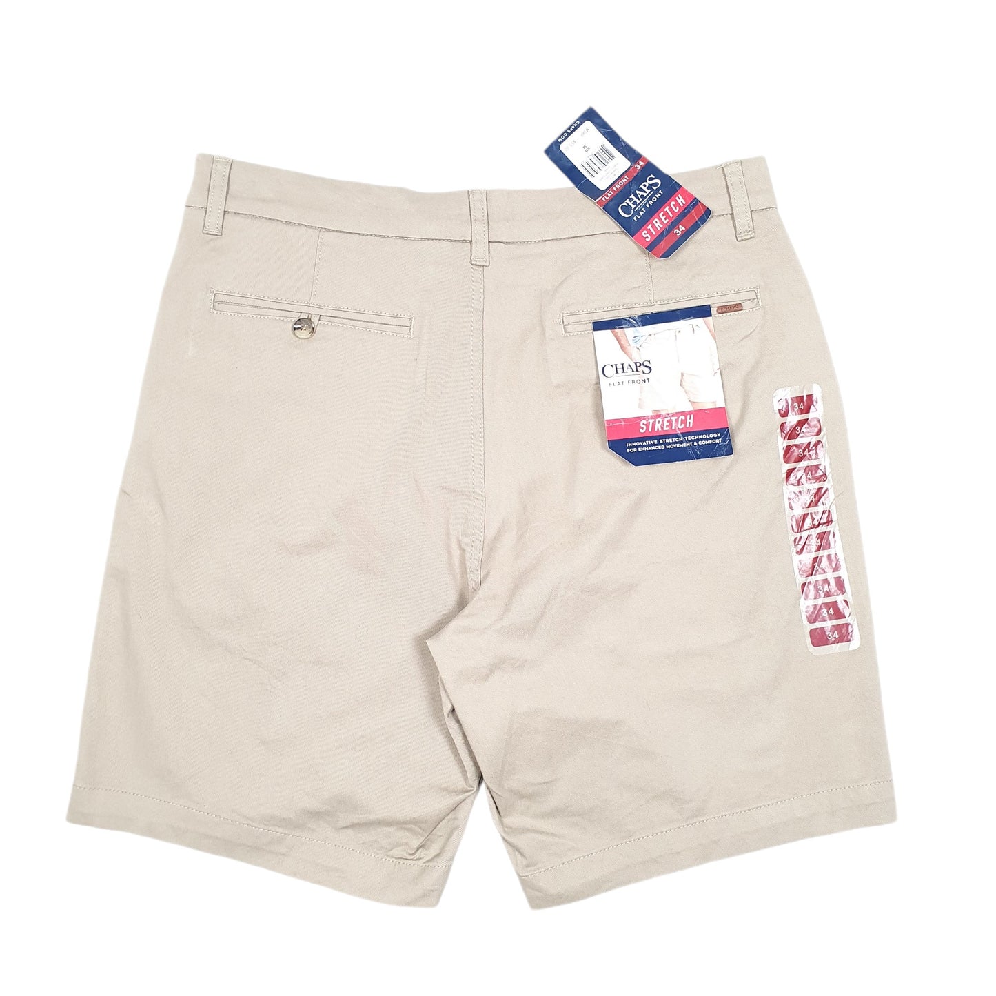 Mens Beige Chaps Flat Front Stretch Chino Shorts