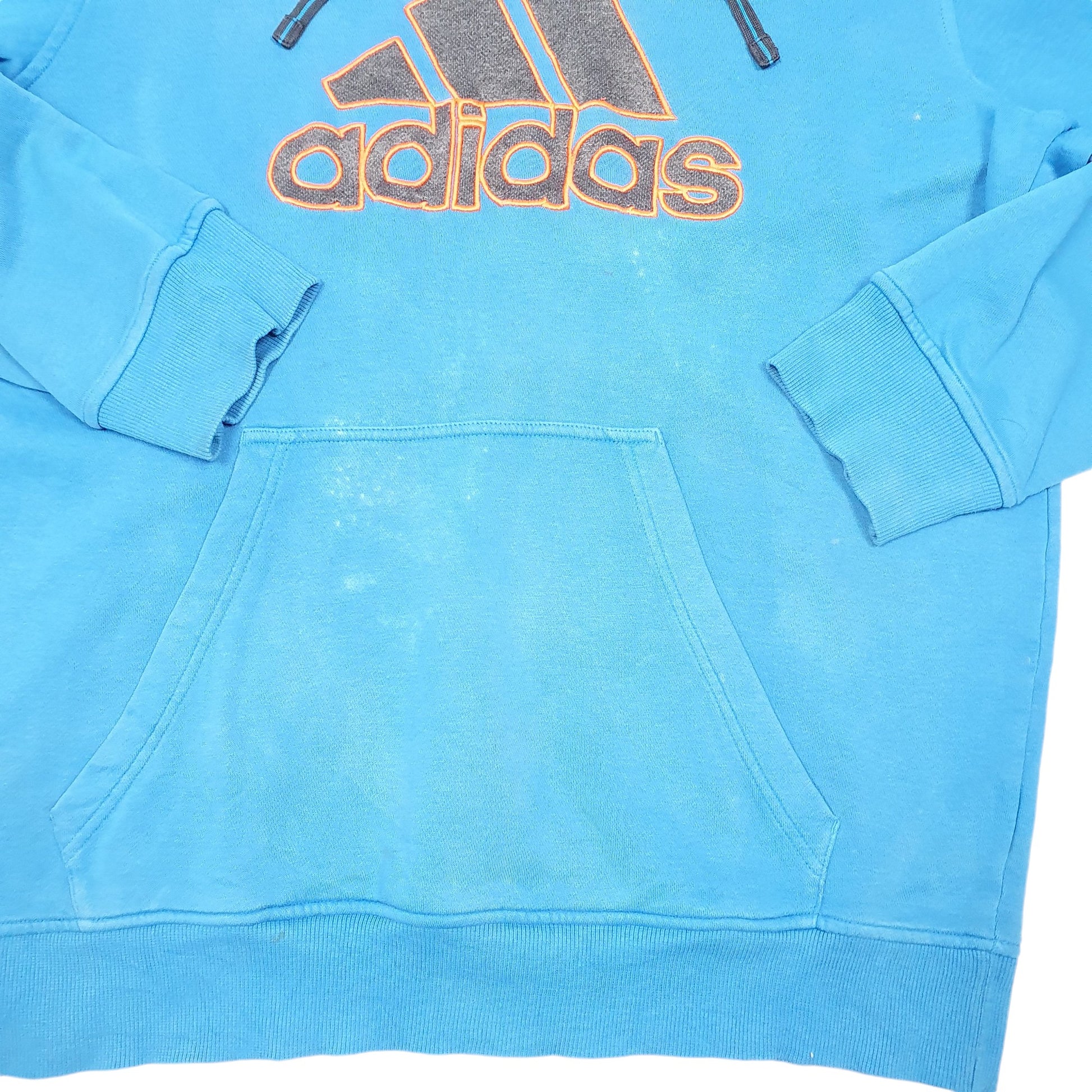 Mens Blue Adidas Spellout Hoodie Jumper