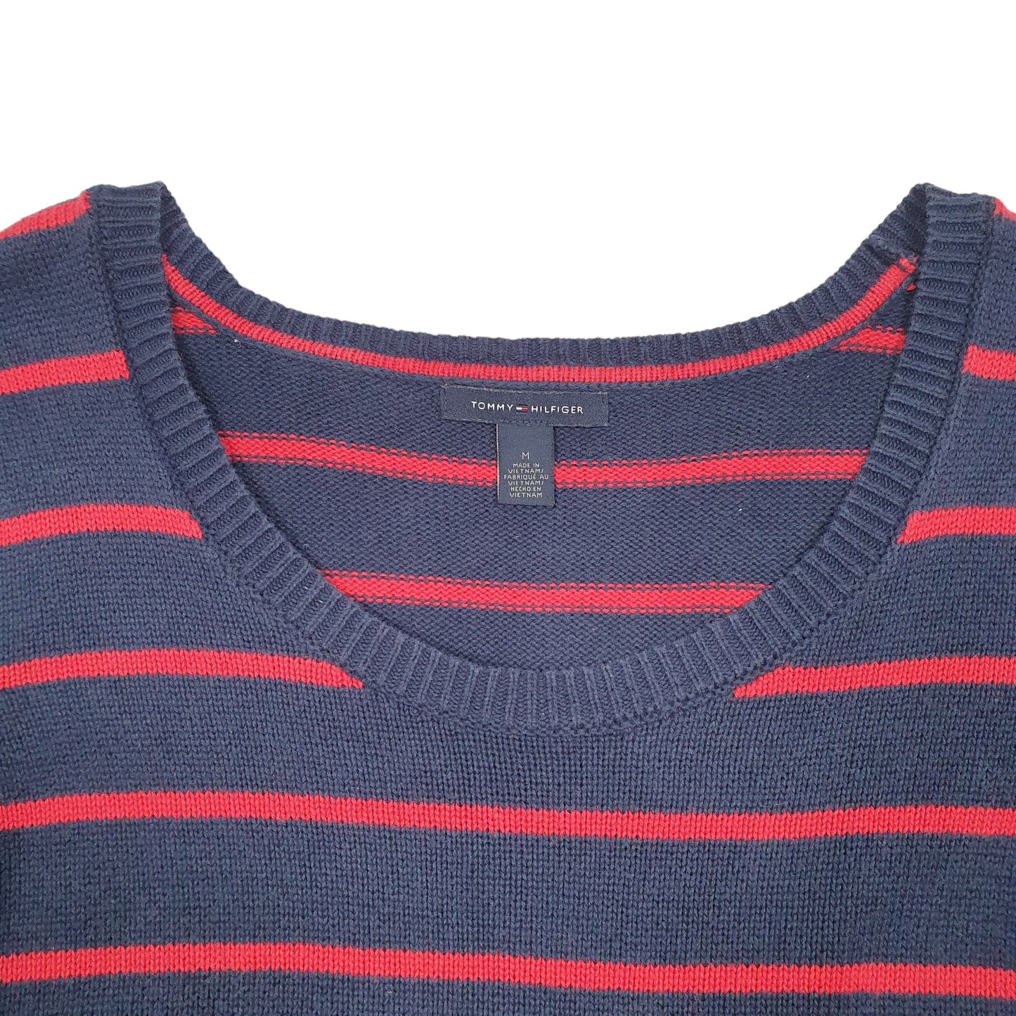 Womens Navy Tommy Hilfiger Knit Short Sleeve Striped Nautical Crewneck Jumper