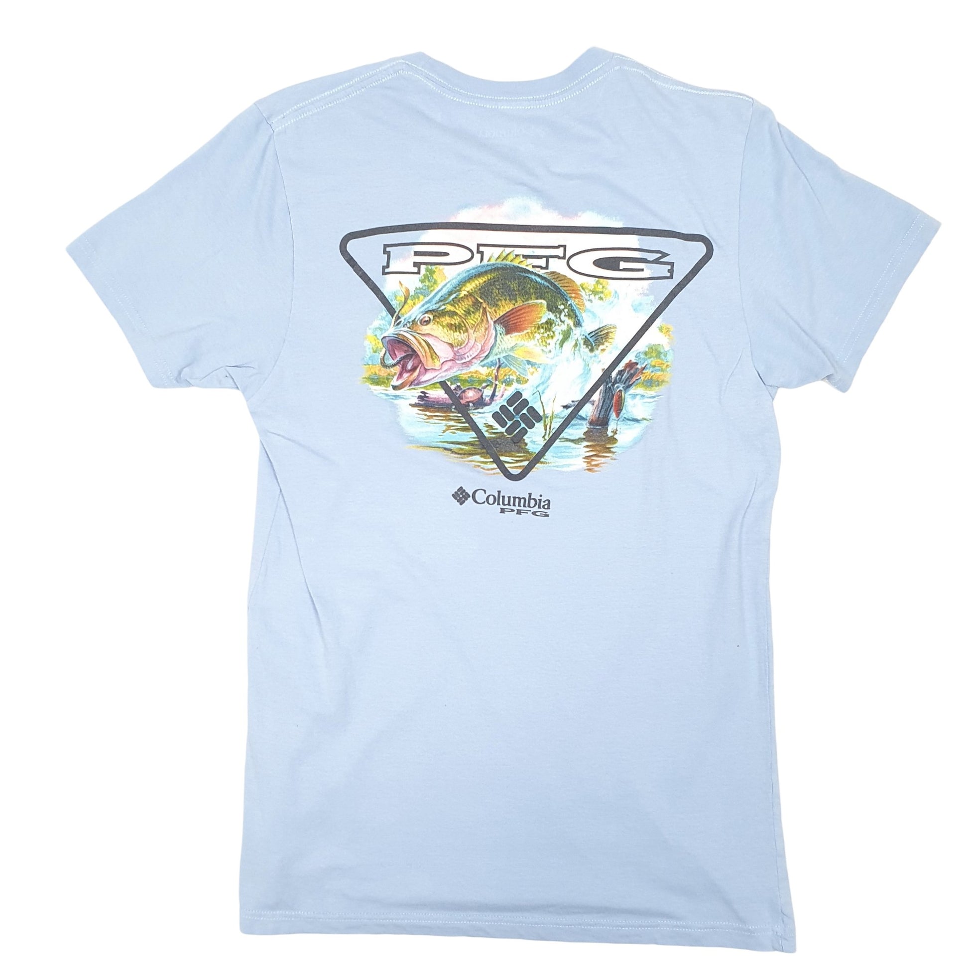 Mens Blue Columbia Sportswear PFG Fishing Short Sleeve T Shirt