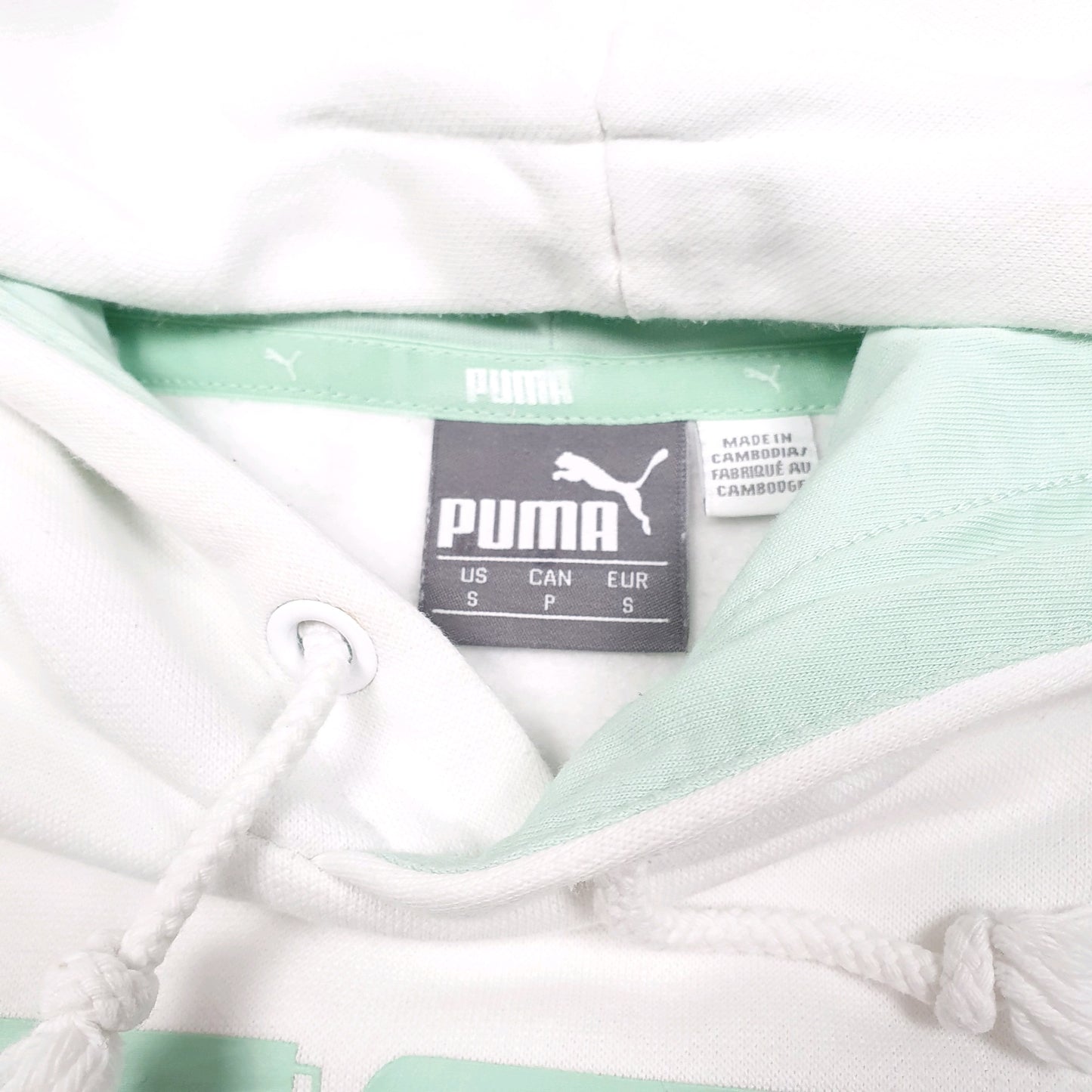 Mens White Puma Spellout Hoodie Jumper