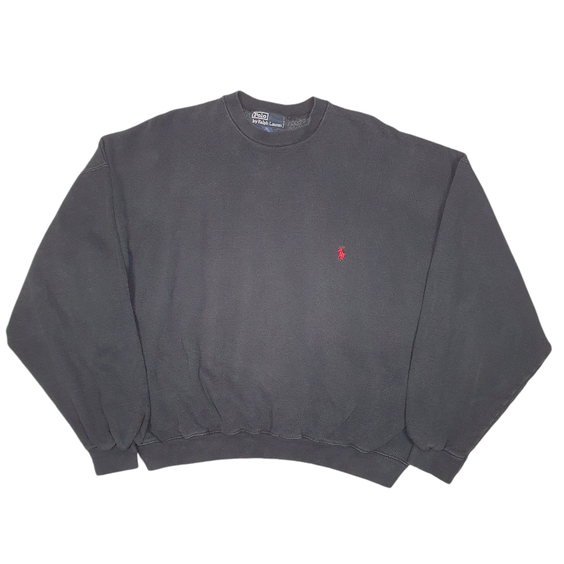 Mens Black Polo Ralph Lauren Vintage Made In USA 90s Crewneck Jumper