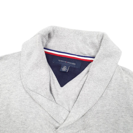 Mens Grey Tommy Hilfiger Knit Shoal Neck Jumper