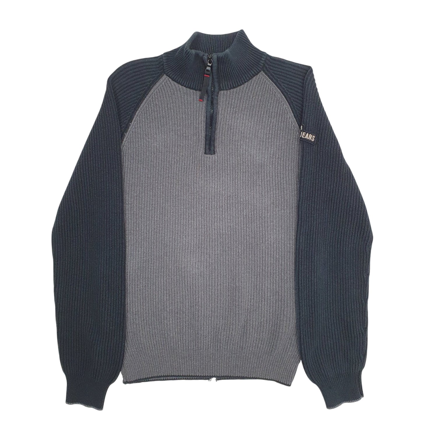 Mens Grey Nautica Knit Quarter Zip Jumper