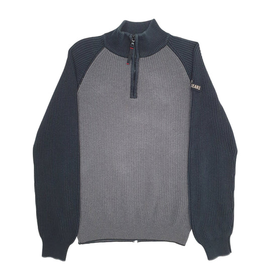 Mens Grey Nautica Knit Quarter Zip Jumper