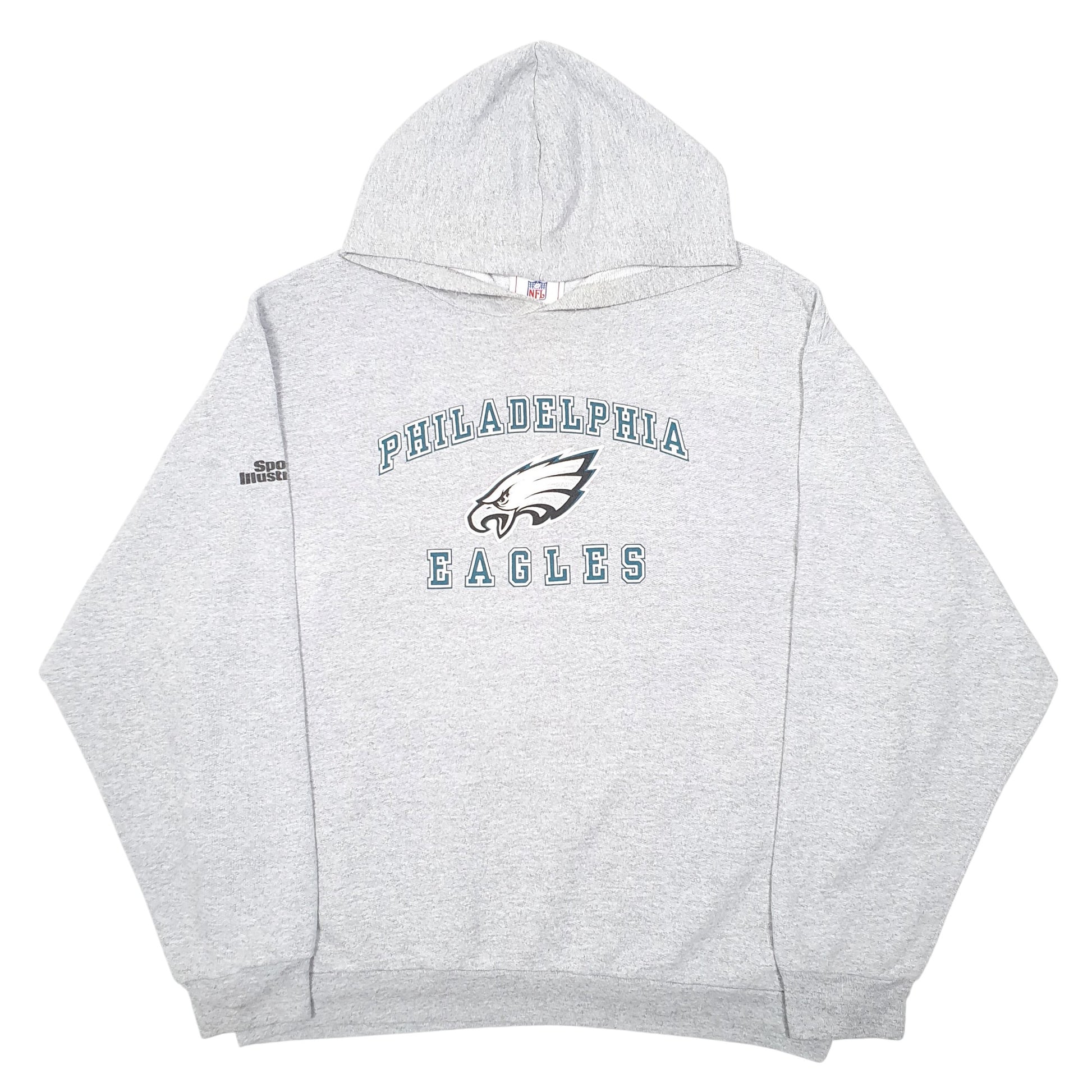 Mens Grey NFL Philadelphia Eagles American Football USA Spellout Hoodie Jumper