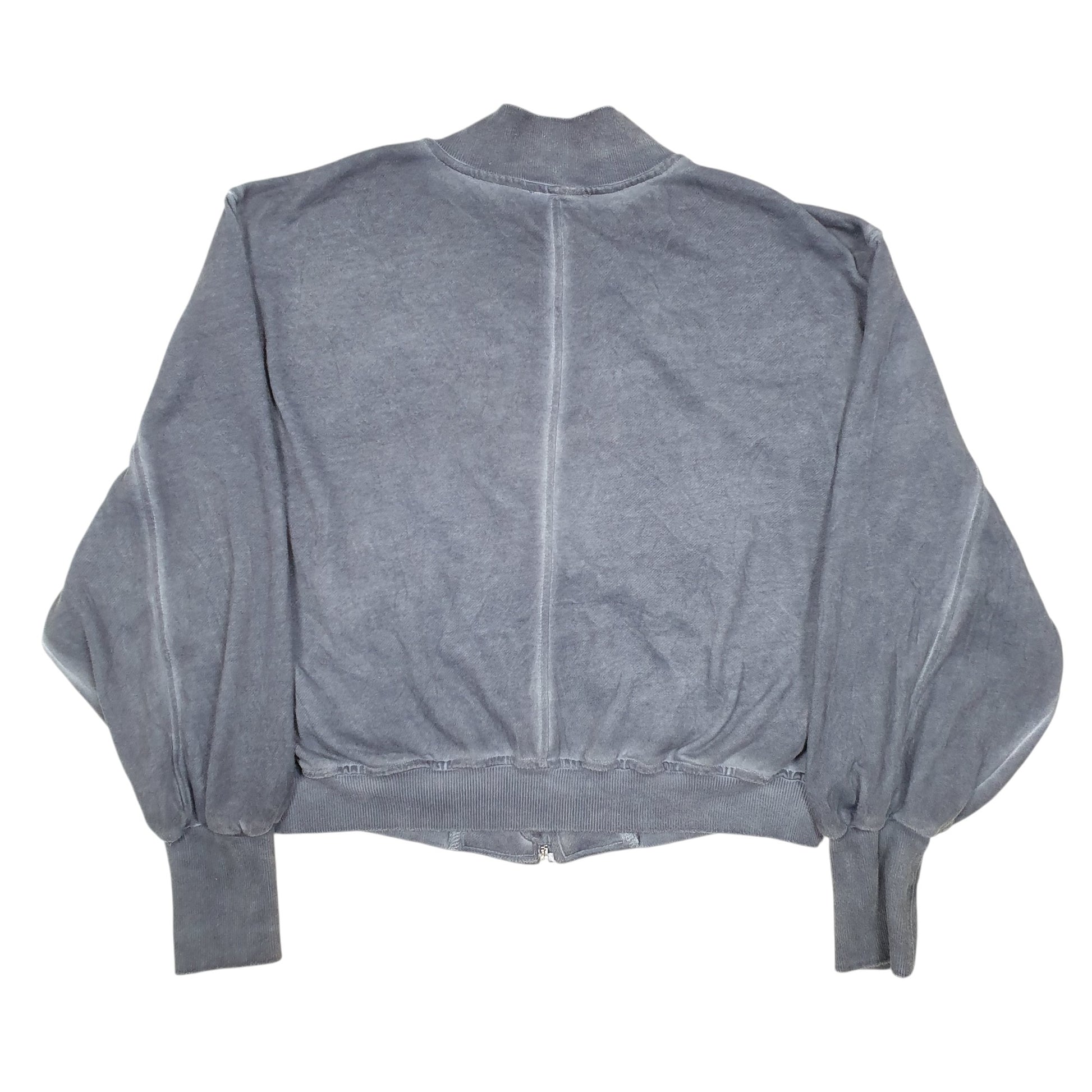 Womens Grey Pol Sweater Short Bomber Full Zip Jumper