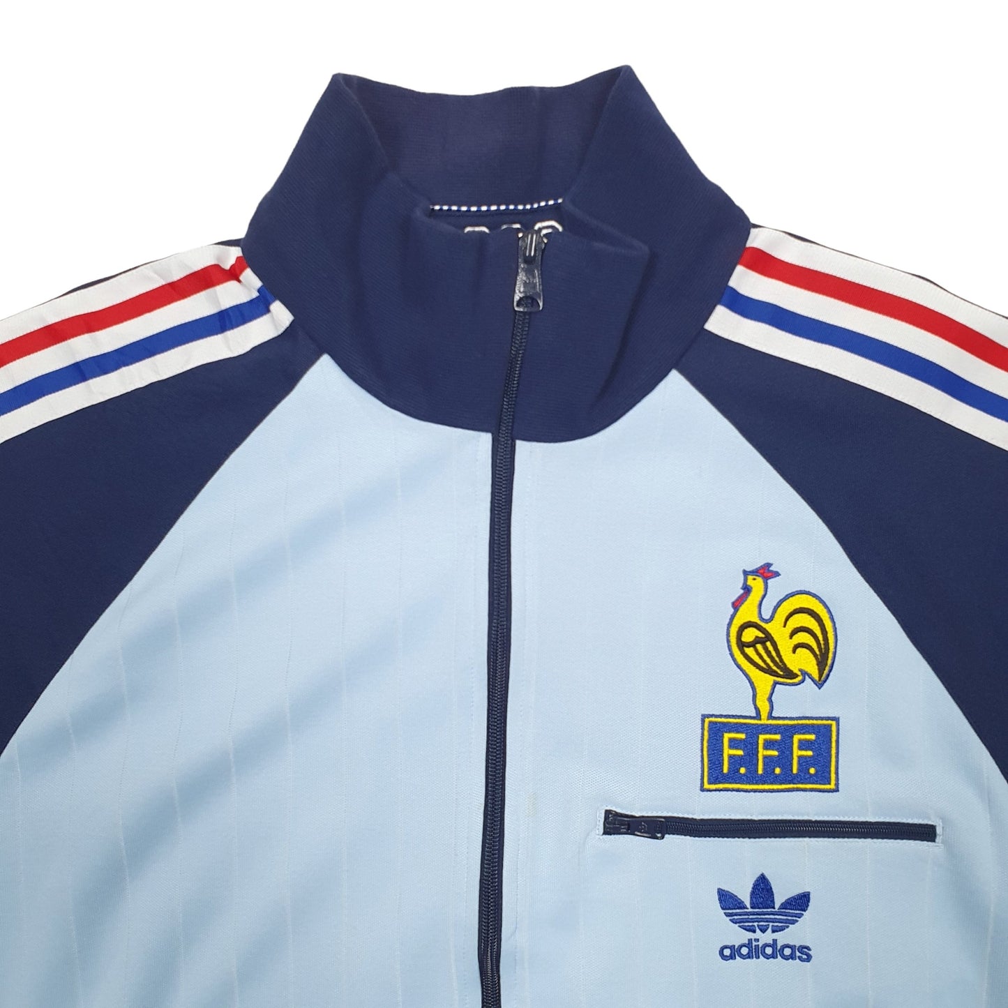 Mens Blue Adidas France Football Soccer Full Zip Jumper