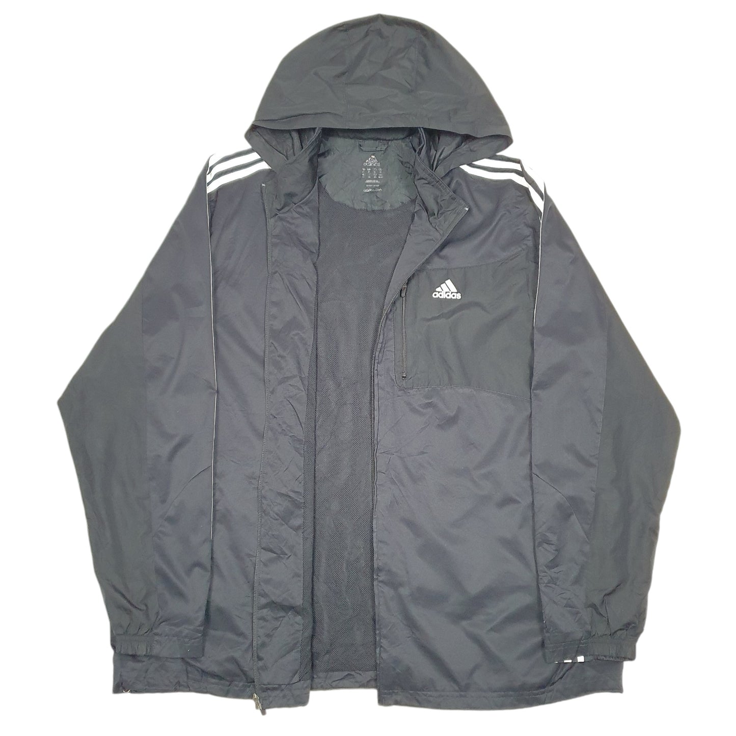 Mens Black Adidas Hooded  Coat