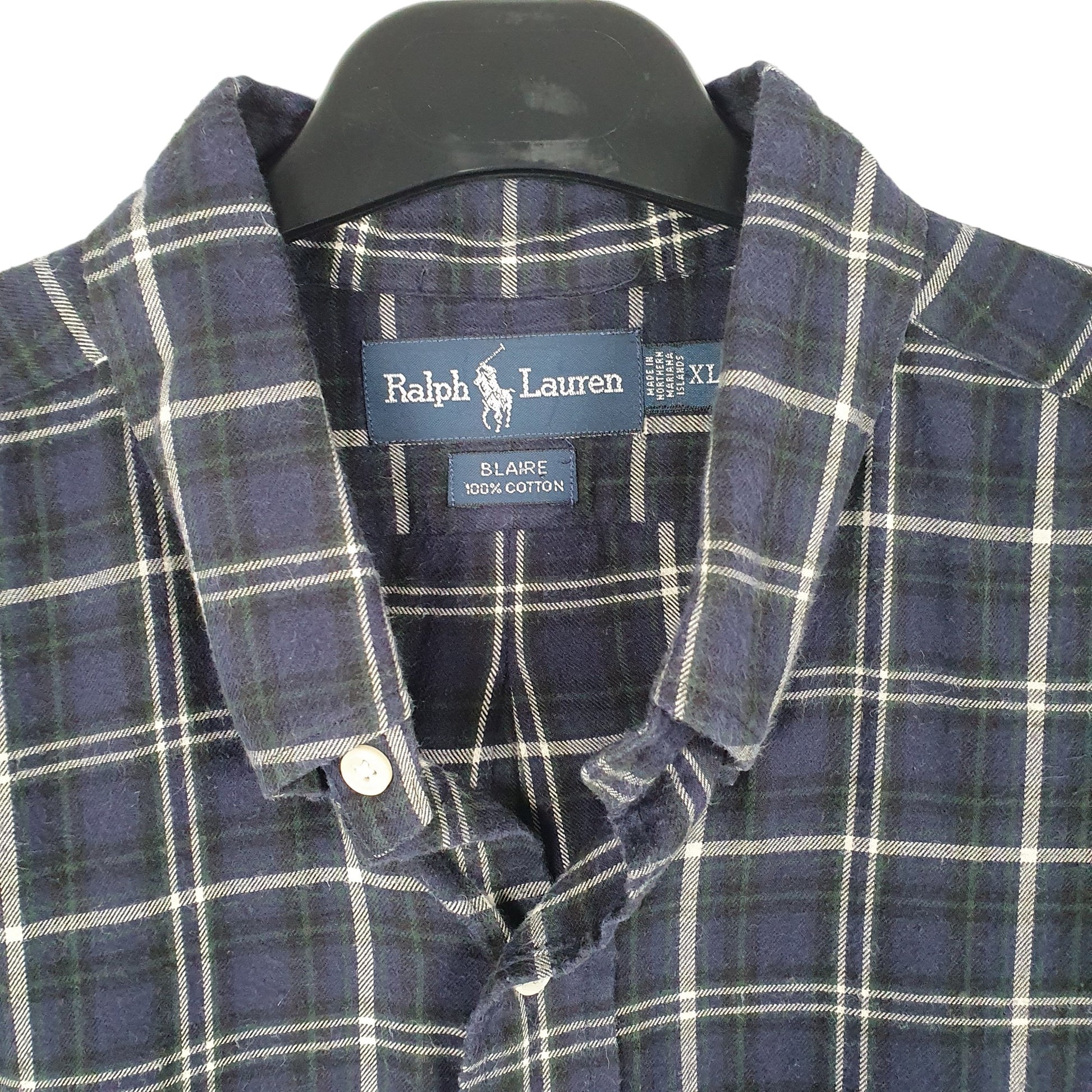 Mens Navy Ralph Lauren Flannel Long Sleeve Shirt