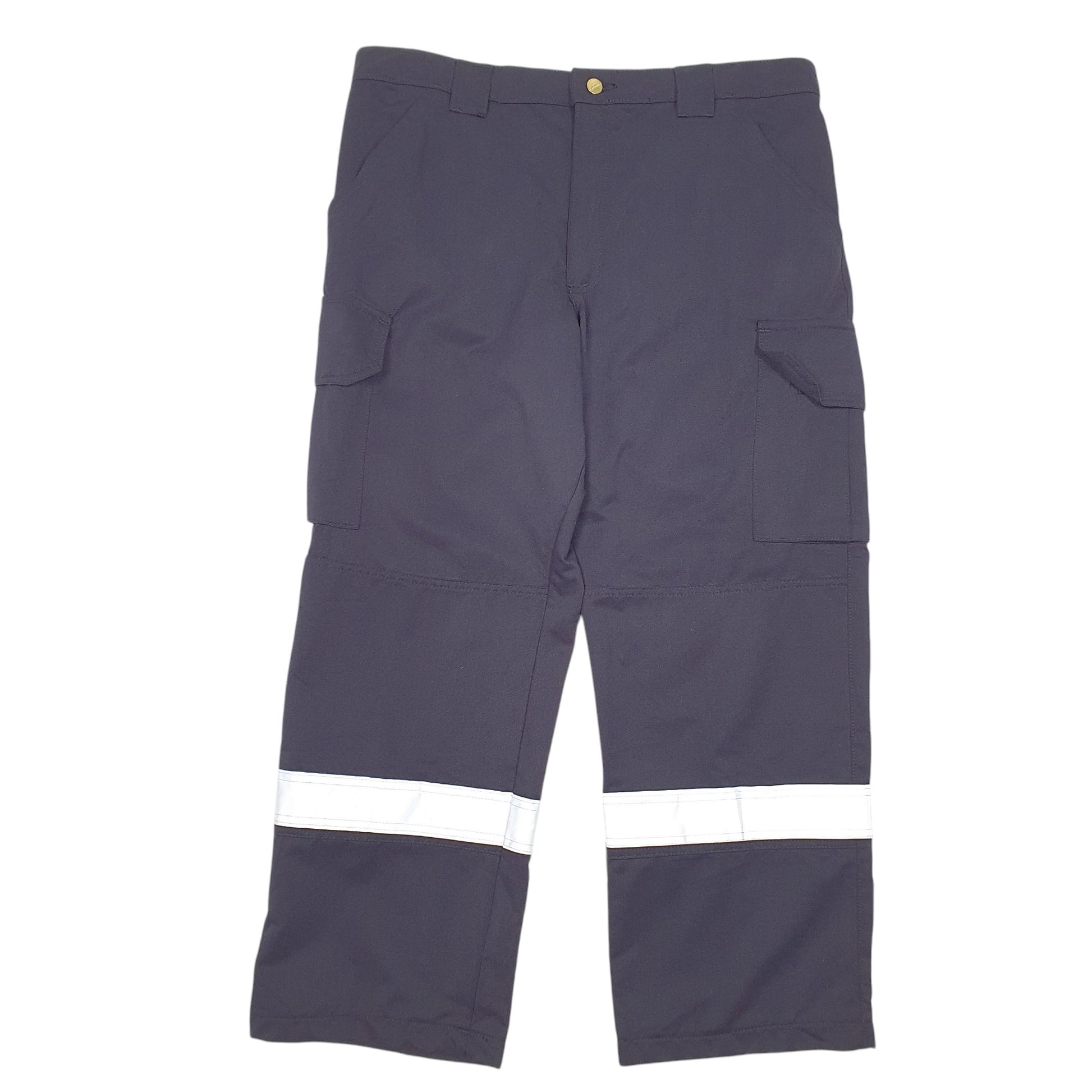 Mens Navy Millwork Workwear Utility Reflective Flame Resistant Cargo Trousers