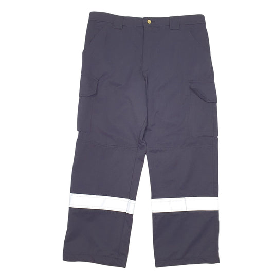Mens Navy Millwork Workwear Utility Reflective Flame Resistant Cargo Trousers