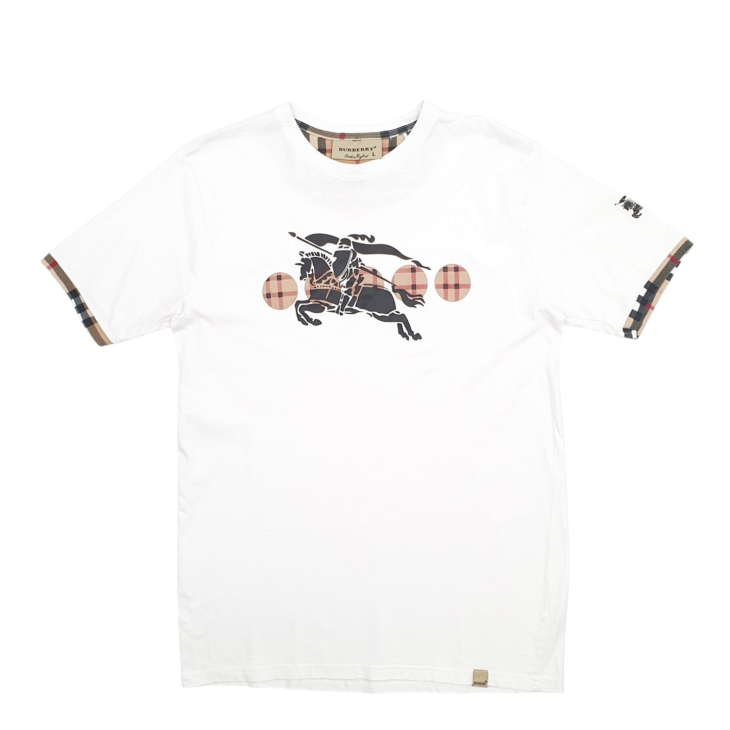 Mens White Burberry  Short Sleeve T Shirt