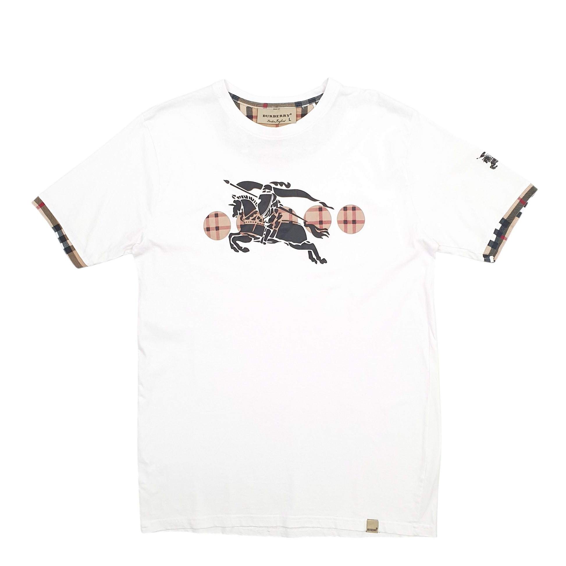 Mens White Burberry  Short Sleeve T Shirt