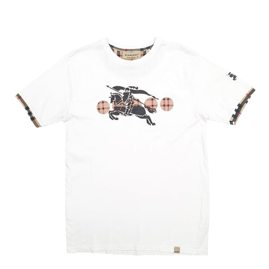 Mens White Burberry  Short Sleeve T Shirt