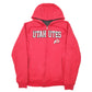Mens Red Champion Utah Utes Hoodie USA Spellout Lined Full Zip Jumper
