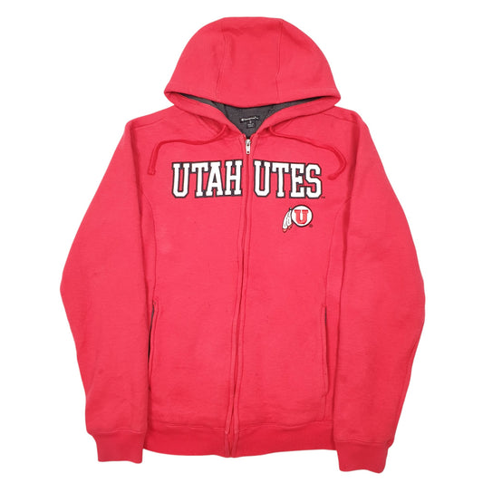 Mens Red Champion Utah Utes Hoodie USA Spellout Lined Full Zip Jumper