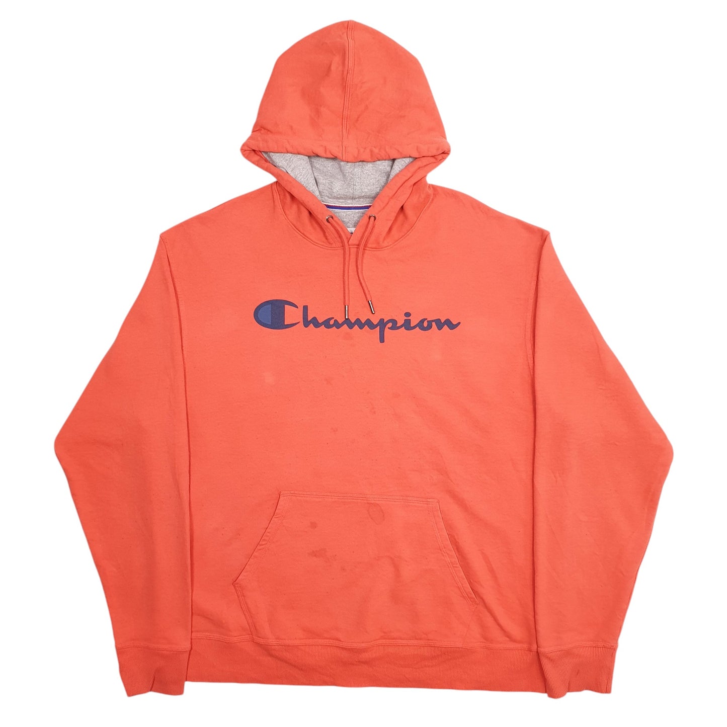 Mens Orange Champion Spellout Hoodie Jumper