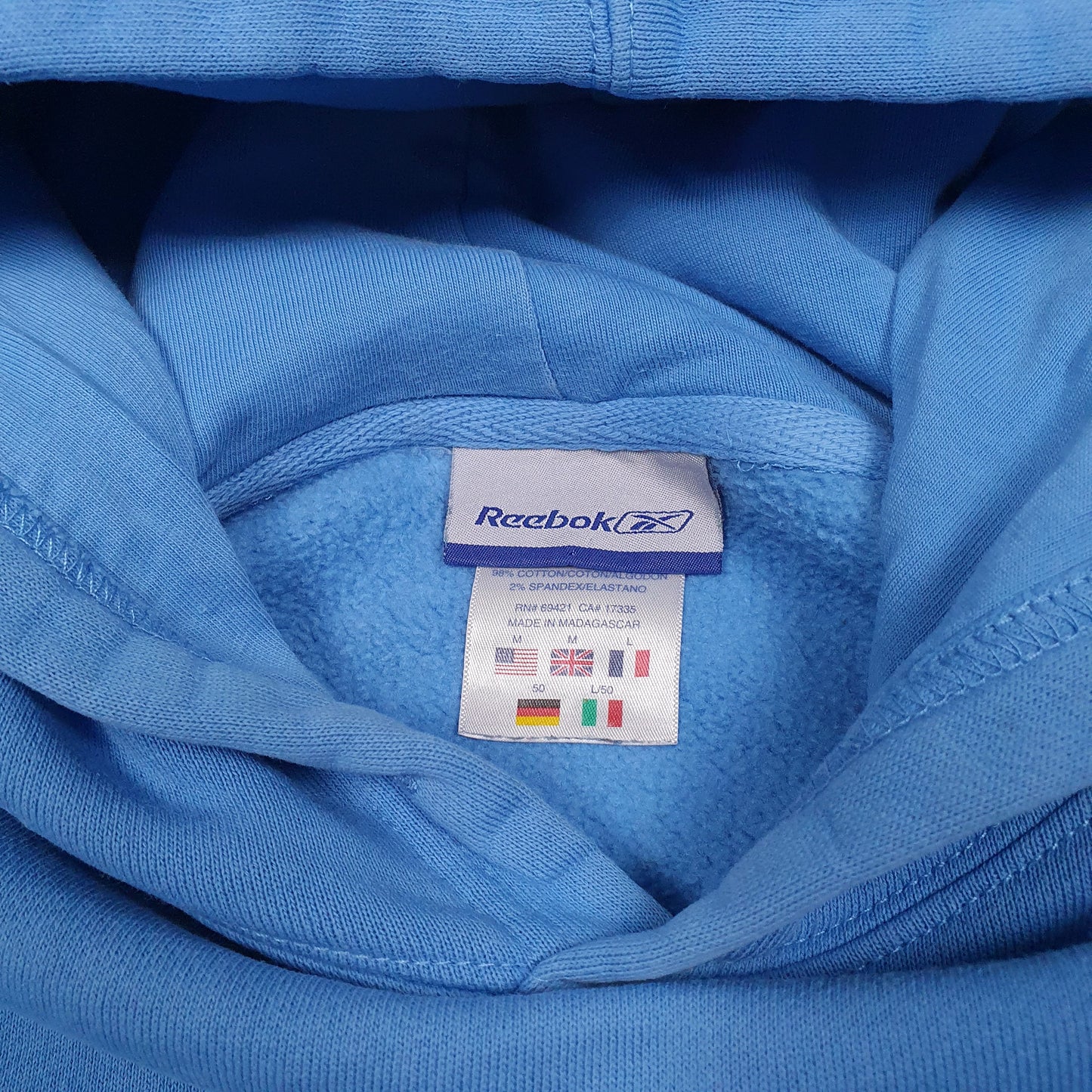 Mens Blue Reebok Vintage Y2K Hoodie Jumper