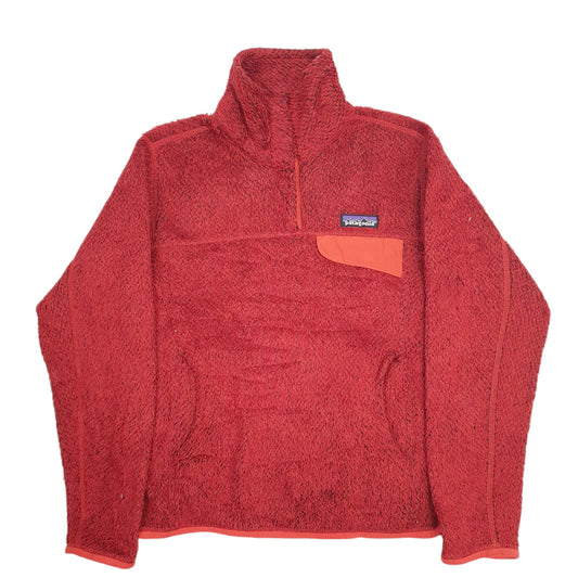 Womens Red Patagonia Button Up Quarter Zip Jumper