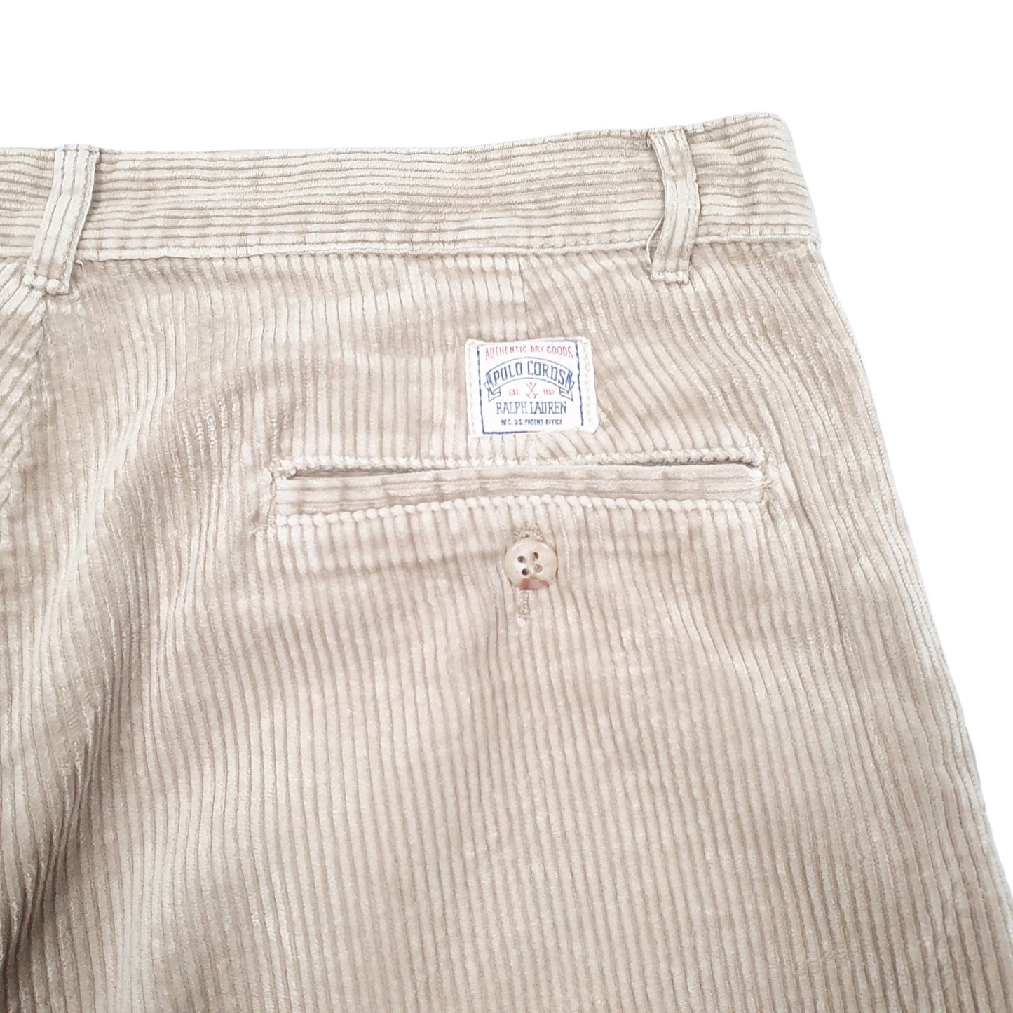 Mens Tan Polo Ralph Lauren Vintage Double Pleated Corduroy Trousers