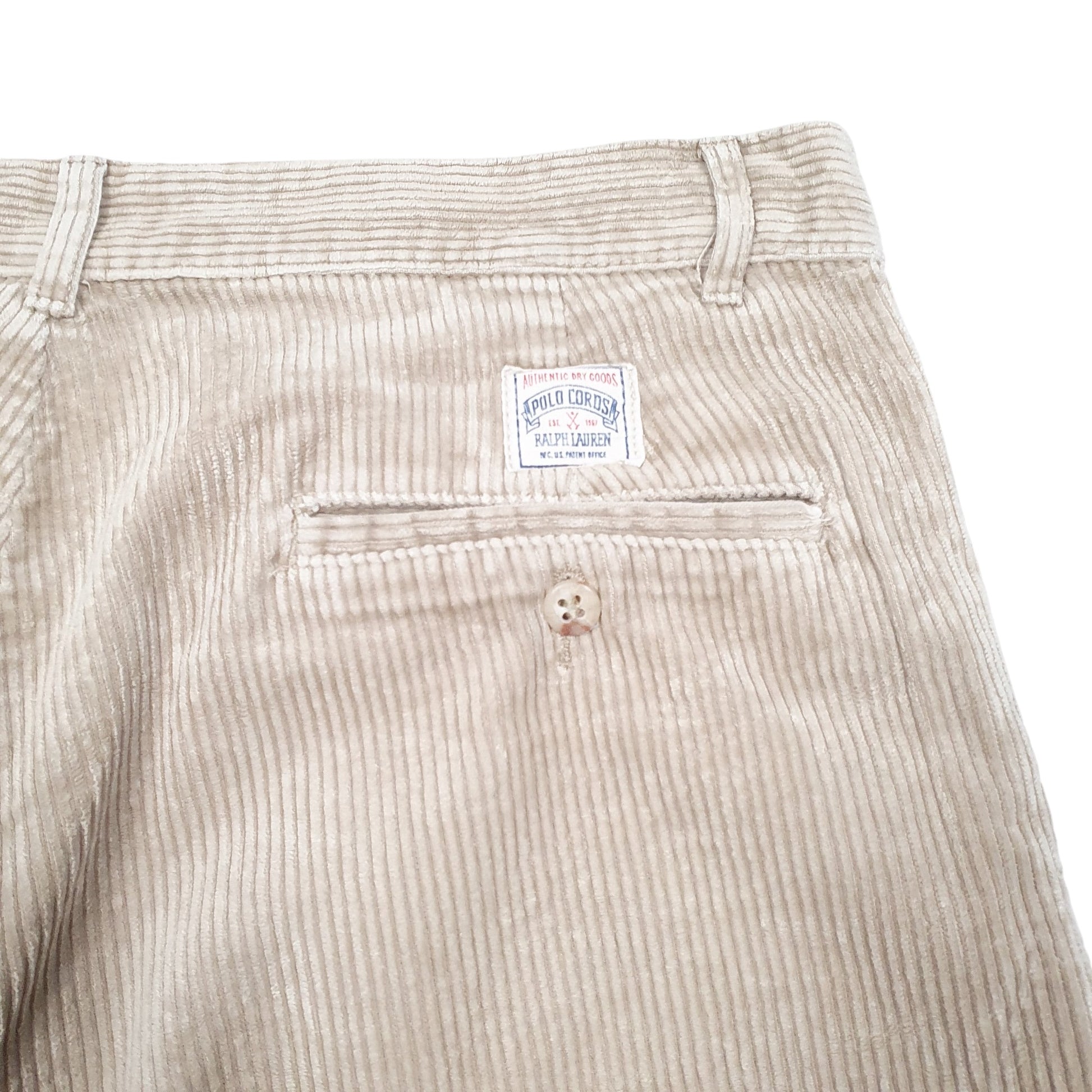 Mens Tan Polo Ralph Lauren Vintage Double Pleated Corduroy Trousers