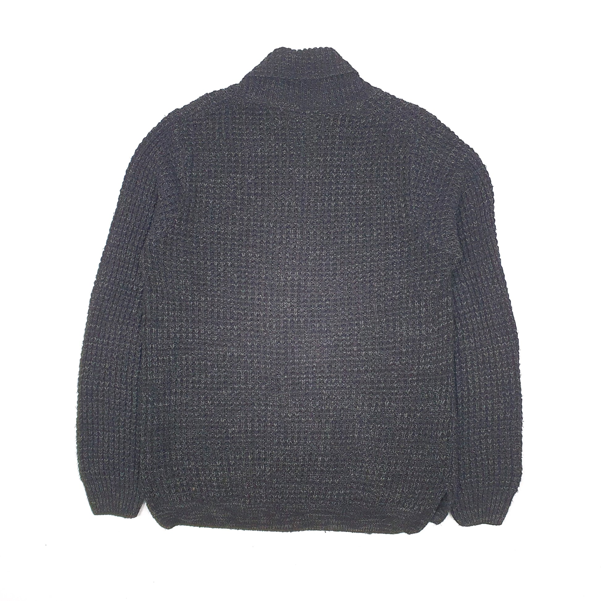 Mens Black River Island Chunky Knit Cardigan Jumper