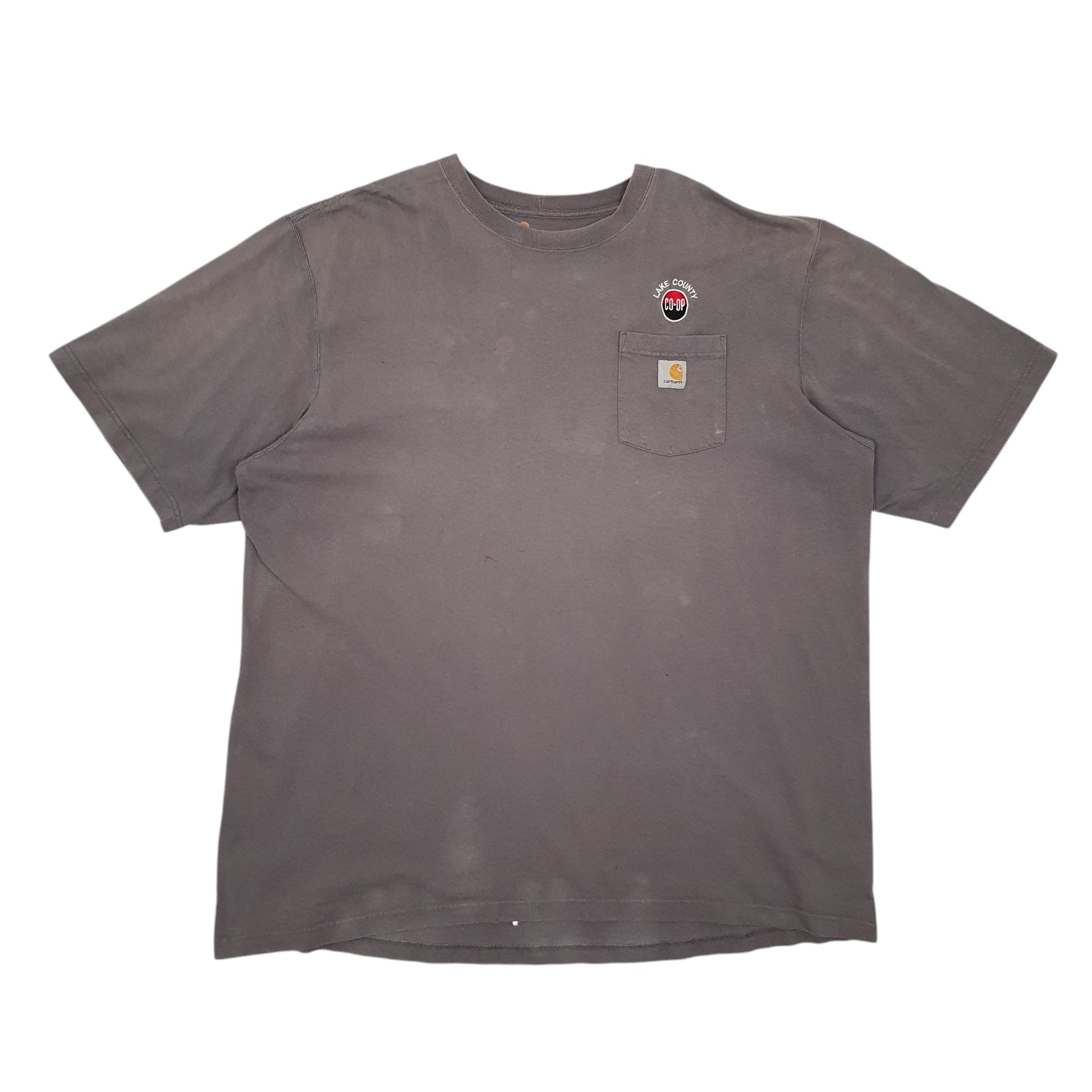 Mens Grey Carhartt Lake County co-op Short Sleeve T Shirt