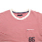 Mens Red Tommy Hilfiger Stripes Short Sleeve T Shirt